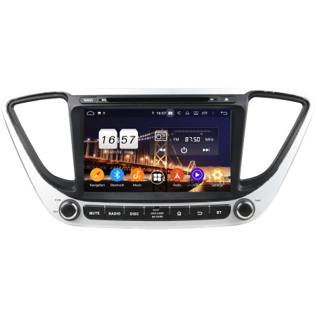 Autoradio  Android  10 GPS  Bluetooth WiFi  DSP  Hyundai  Verna  Accent Solaris 2017-2018  CarPlay, Caméra Recul