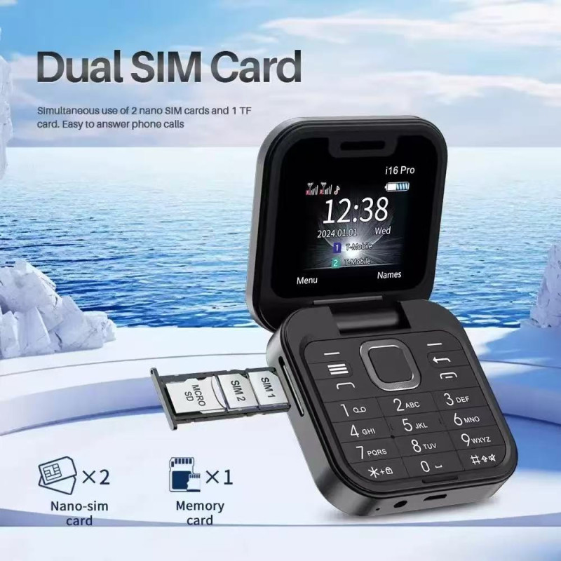 Mini Téléphone i16 Pro – Pliable, FM, Double SIM, Caméra, Ultra Fin Mini Téléphone i16 Pro – Pliable, FM, Double SIM, Caméra, Ultra Fin