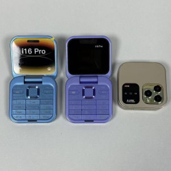 Mini Téléphone i16 Pro – Pliable, FM, Double SIM, Caméra, Ultra Fin
