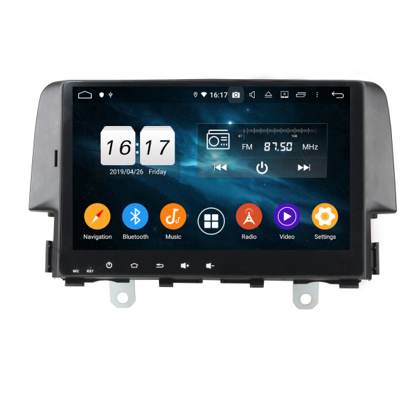 Autoradio Android 10 GPS Multimédia 9" DSP Bluetooth 5.0 Caméra AHD pour Honda Civic (2016–2019)