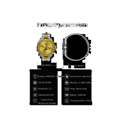 Montre Connectée AMOLED Élégante avec Mesure de Température Corporelle