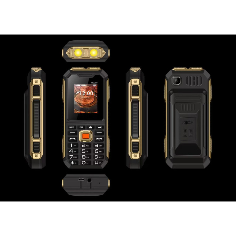 Téléphone Portable Résistant M5000 - Double SIM, Batterie 6800mAh, Lampe Torche Ultra Puissante